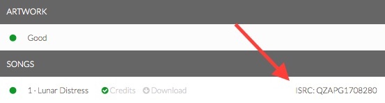 Getting ISRC code from Distrokid